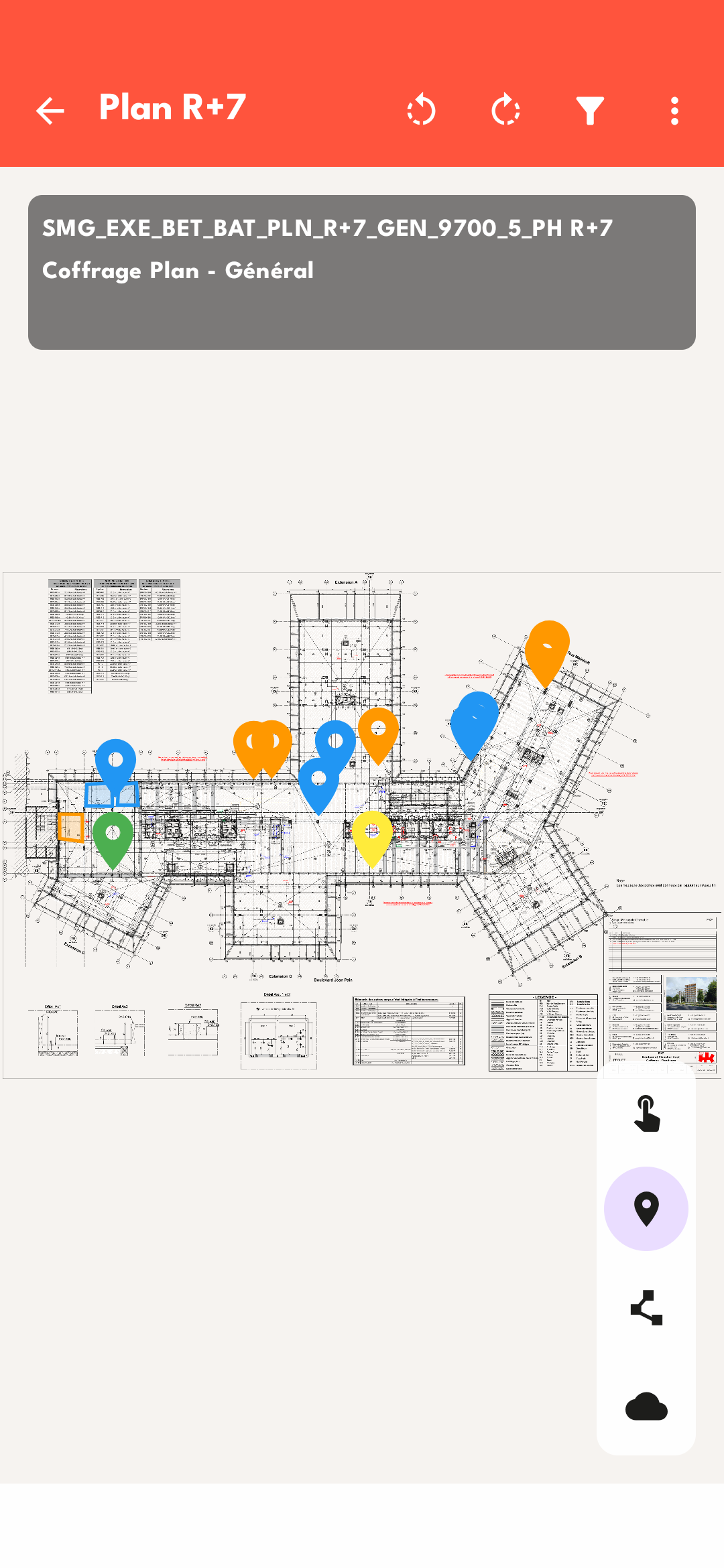 Plans annotés et observations depuis l'application