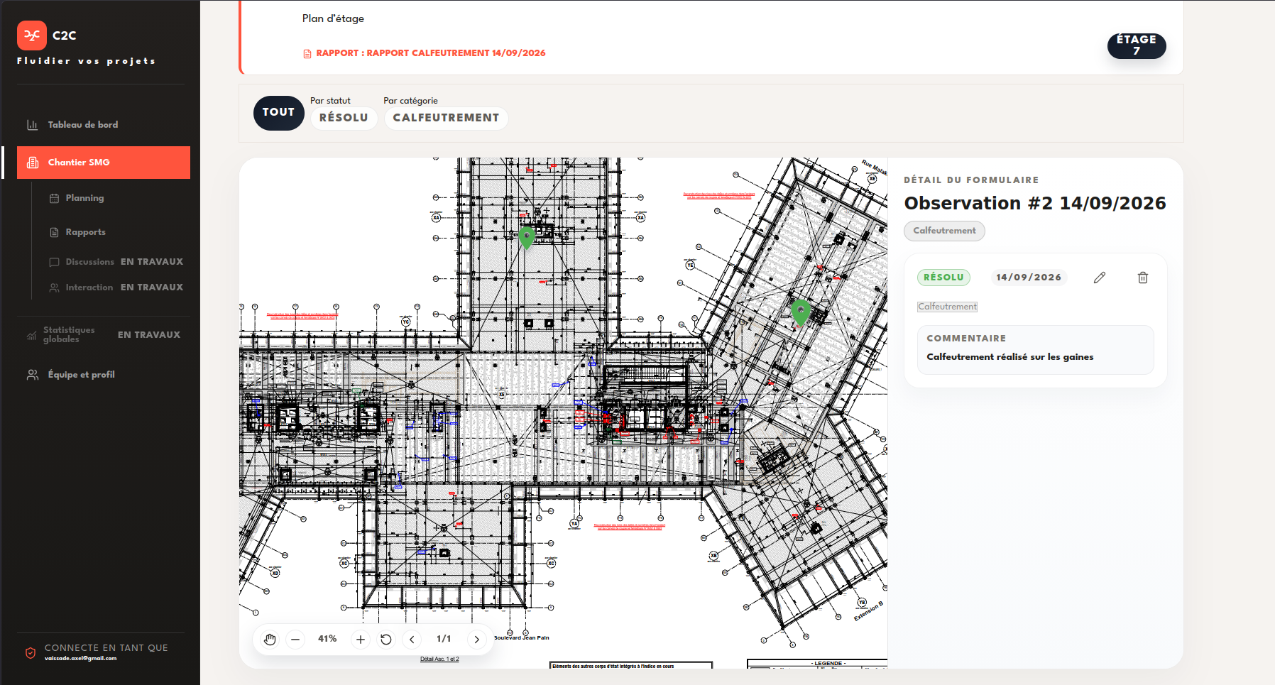 Annotations sur les plans depuis l'application web